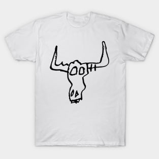 Bull Skull Doodle Black T-Shirt